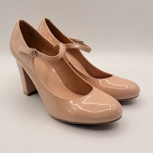 Qupid Nude Patent Mary Jane Block Heel Pumps Women’s Size 11 NWOT